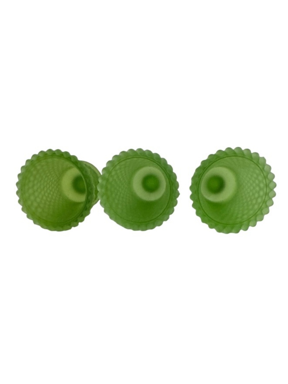 Vintage Green Frosted Hobnail Glass Votive Cup Candle Holders Set 3 - Picture 3 of 5